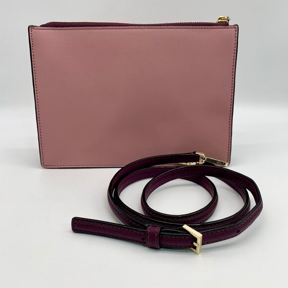 Kate Spade Pink and Maroon Color Block Saffiano Leather Crossbody - Picture 2 of 10